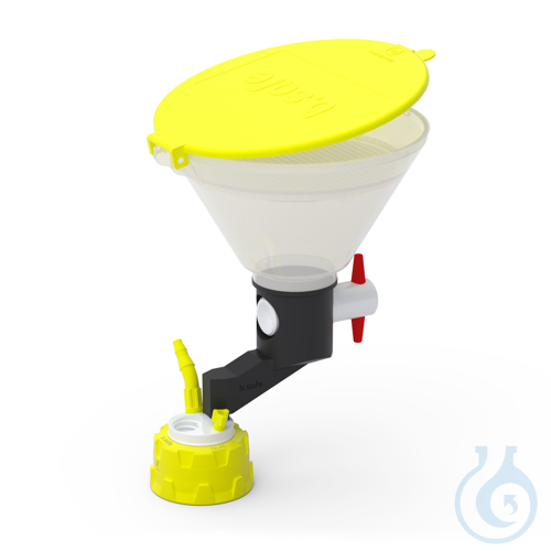 b.safe Waste Cap GL45 with Funnel, 1x UNF1/4'', 1x GL14, 1x NPT1/8'' Screw cap