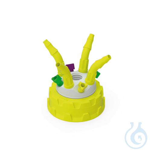 b.safe Waste Cap S50, 4x UNF1/4'', 1x GL14, 4x NPT1/8'' Screw cap S50 made of