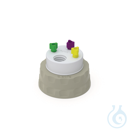 b.safe Waste Cap S51, 3x UNF1/4'', 1x GL14 Screw cap S51 made of PP-grey, insert