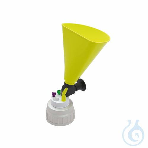 b.safe Waste Cap B53 with Funnel, 2x UNF1/4'', 1x GL14, 1x NPT1/8'' Screw cap