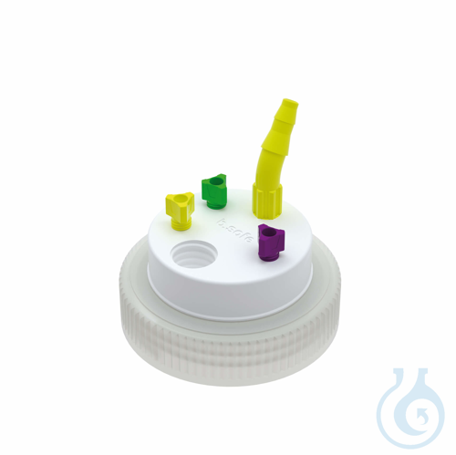 b.safe Waste Cap B63, 3x UNF1/4'', 1x GL14, 1x NPT1/8'' Cap B63 made of PP,