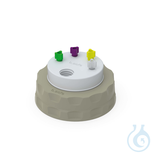 b.safe Waste Cap S70/71, 4x UNF1/4'', 1x GL14 Screw cap S70/71 made of PP-grey,