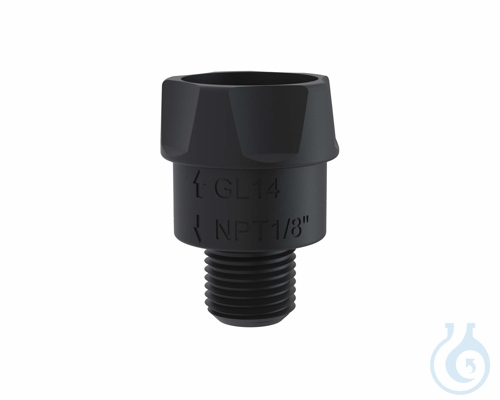 b.safe Adaptor for Exhaust Filter EL, NPT 1/8'' (m) - GL14 (f) PE, 1x NPT 1/8