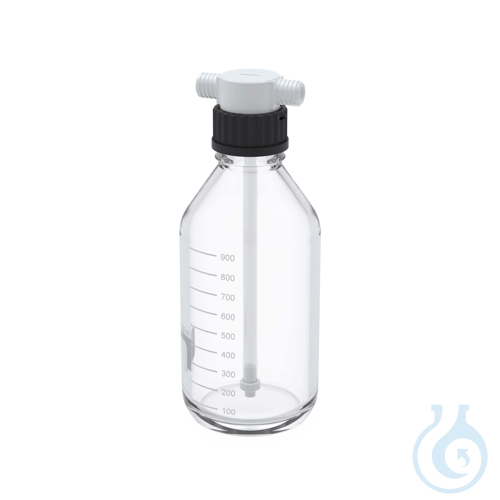 BOLA Scrubber Bottles Vitrum, GL 45, 500 ml with two lateral GL 18 threaded neck