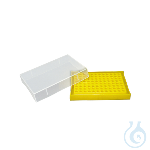 PCR microtube storage box with transparent lid, PP, up to 96 (8x12) tubes of 0,2