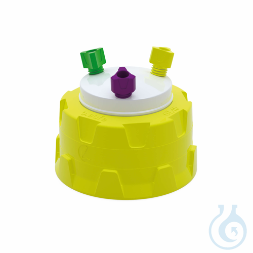 b.safe System Caps GL45, 3x UNF 1/4'' Screw cap GL45 made of PP yellow, insert