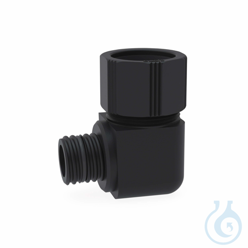 b.safe Angled Connector, 90°, 1x Ø 32 mm, 1x GL25 (m) static dissipative PE-EX,