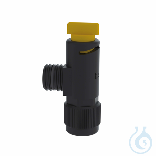 b.safe Elbow Stopcock, 90°, GL25 (m) - GL25 (f) 90° elbow valve body made of PE-