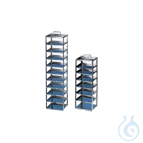 Rack for chest freezers, stainless steel, for 13 cryoboxes of 50 mm tall