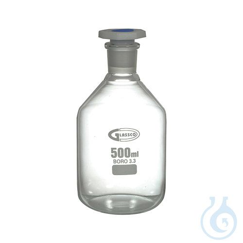 Reagent bottle clear, narrow mouth, with PP stopper, 2000 ml, GLASSCO