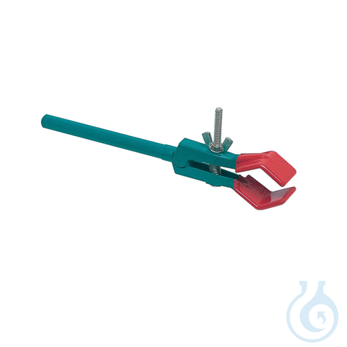 Retort clamp, two prongs, cork lied, 220 mm, Premium Line
