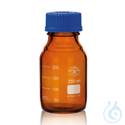 Laboratory bottle with ISO thread, graduated, borosilicate 3.3, amber, 500 ml ,