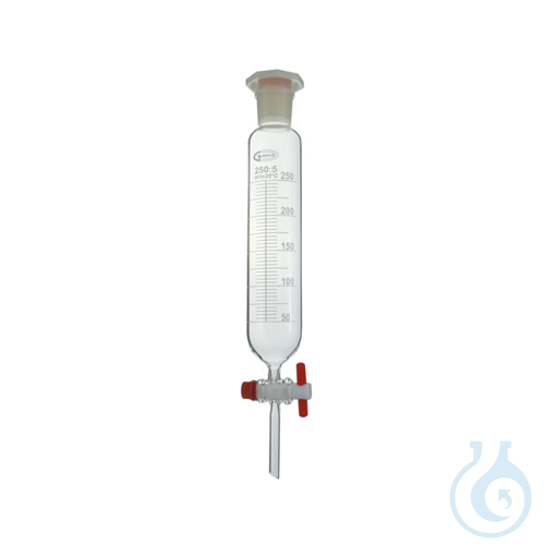 Dropping funnel, with PTFE stopcock and plastic stopper, cylindrical, 50 ml