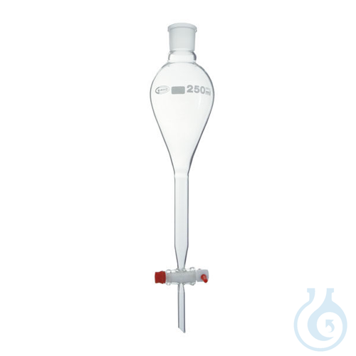 Separatory funnel, with PTFE stopcock and plastic stopper, Gilson type, 50 ml