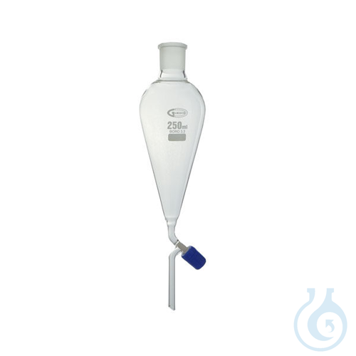 Separatory funnel, with screw type needle valve and plastic stopper, 250 ml