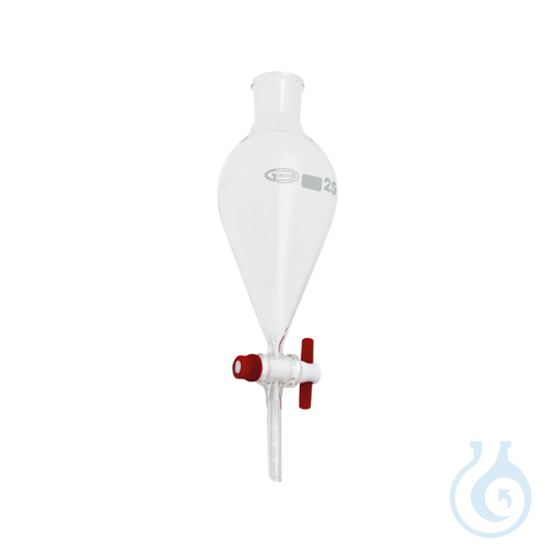 Separatory funnel, pear-shaped, with PTFE stopcock, 250 ml, GLASSCO