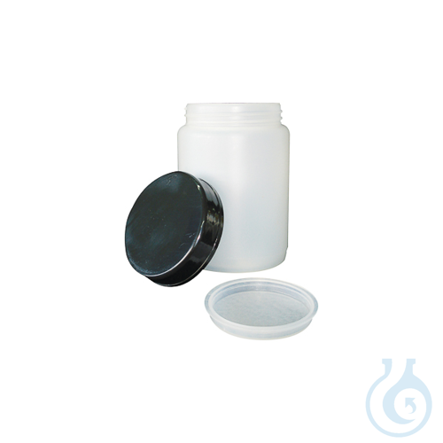Wide mouth bottle with lid and insert plug, HDPE, 1000 ml, 5 pcs