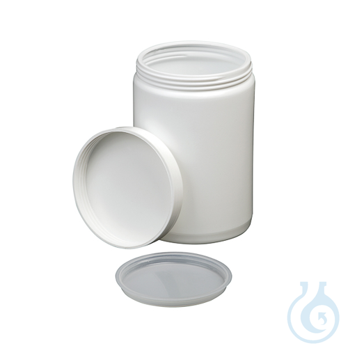 Wide mouth bottle with lid and insert plug, HDPE, opaque, 60 ml, 10 pcs