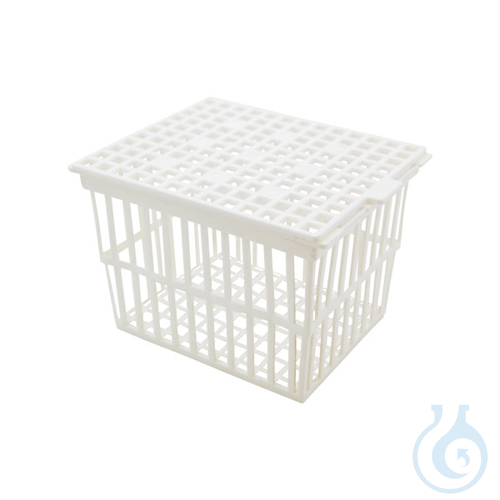 Test tube basket with cover, PP, 110 x 120 x 150 mm