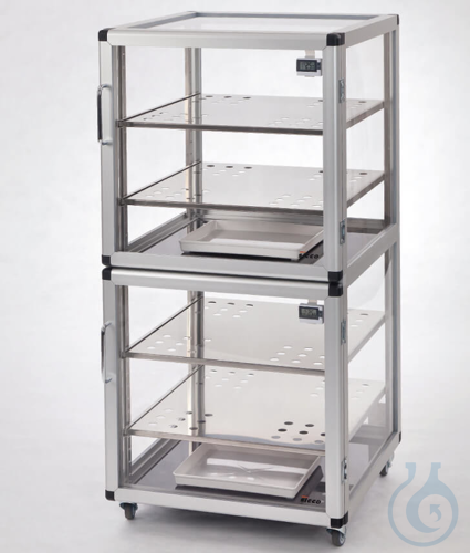 SICCO Maxi 2-Desiccator, B 560 mm x H 1150 mm x T 580 mm ACRYLIC/ALUMINIUM, 2 se