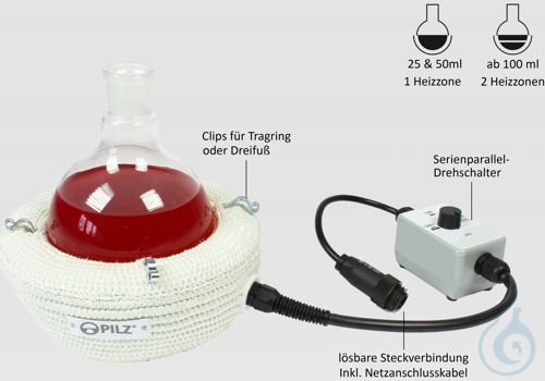 Heating mantle PILZ® -Classic-Line- G2 100ml 230V 110W Tmax.