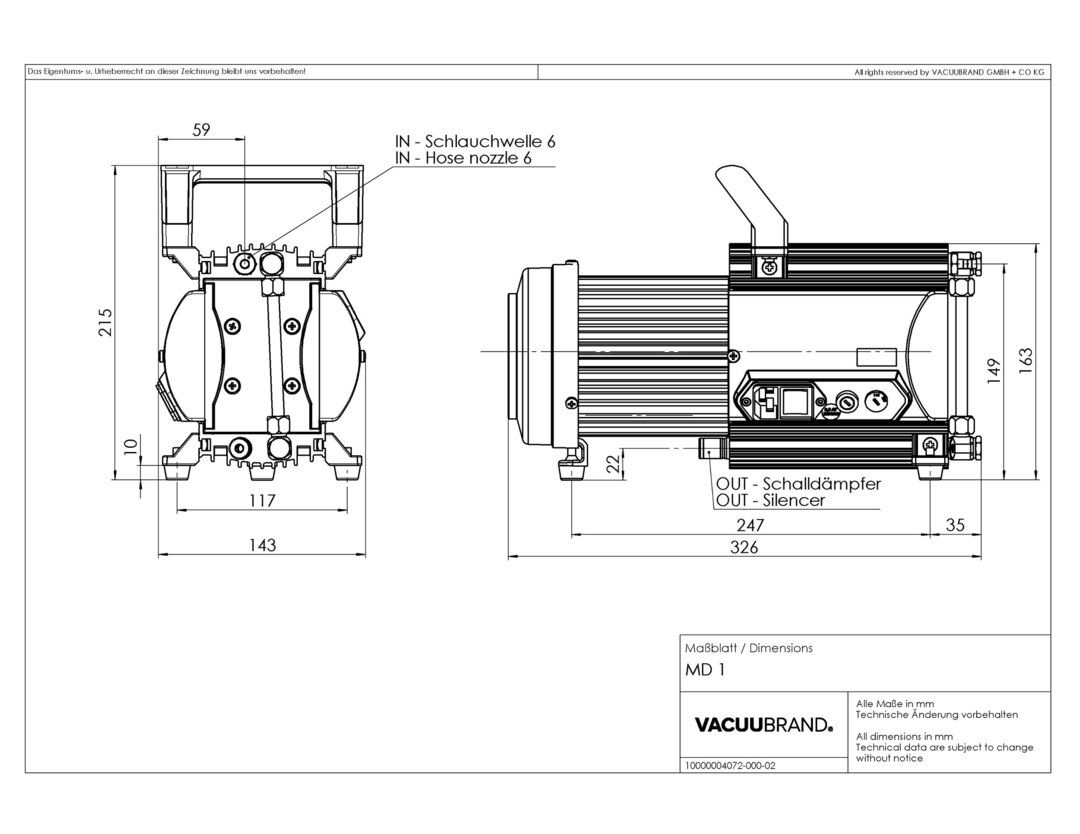 MD 1, UK/IN dimensions