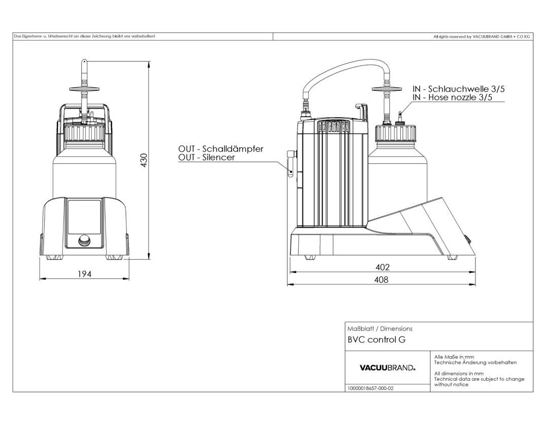 BVC control G, 2L glass, US dimensions