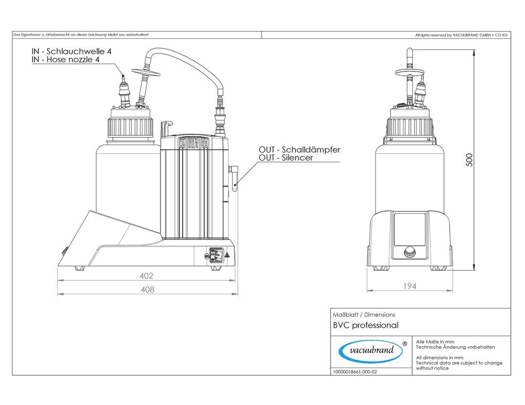 BVC professional, 4L PP, CH/CN dimensions