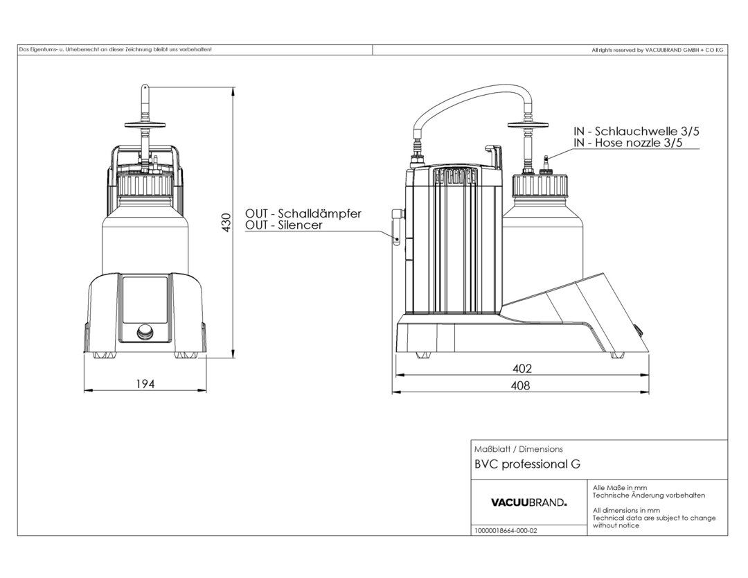 BVC professional G, 2L Glas, UK/IN dimensions