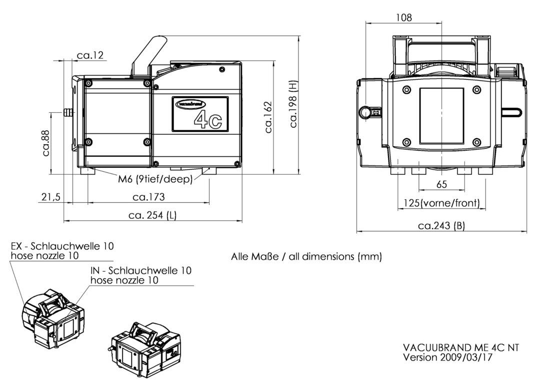 ME 4C NT, CH/CN dimensions