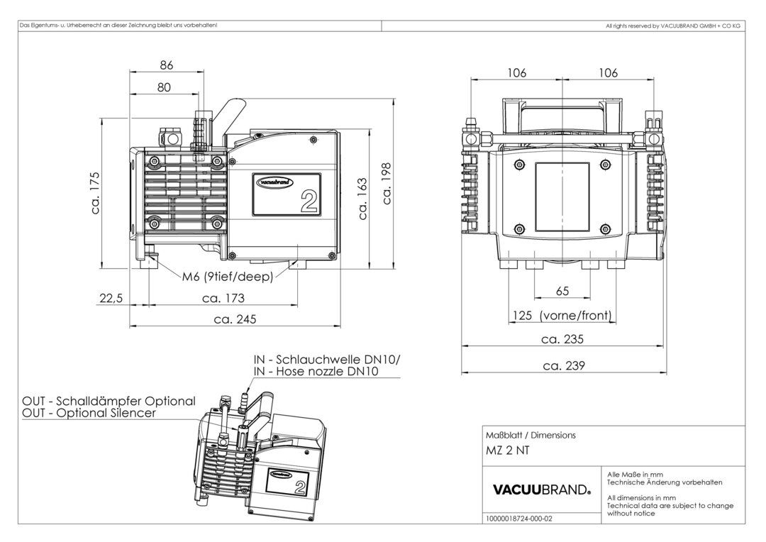 MZ 2 NT, US dimensions