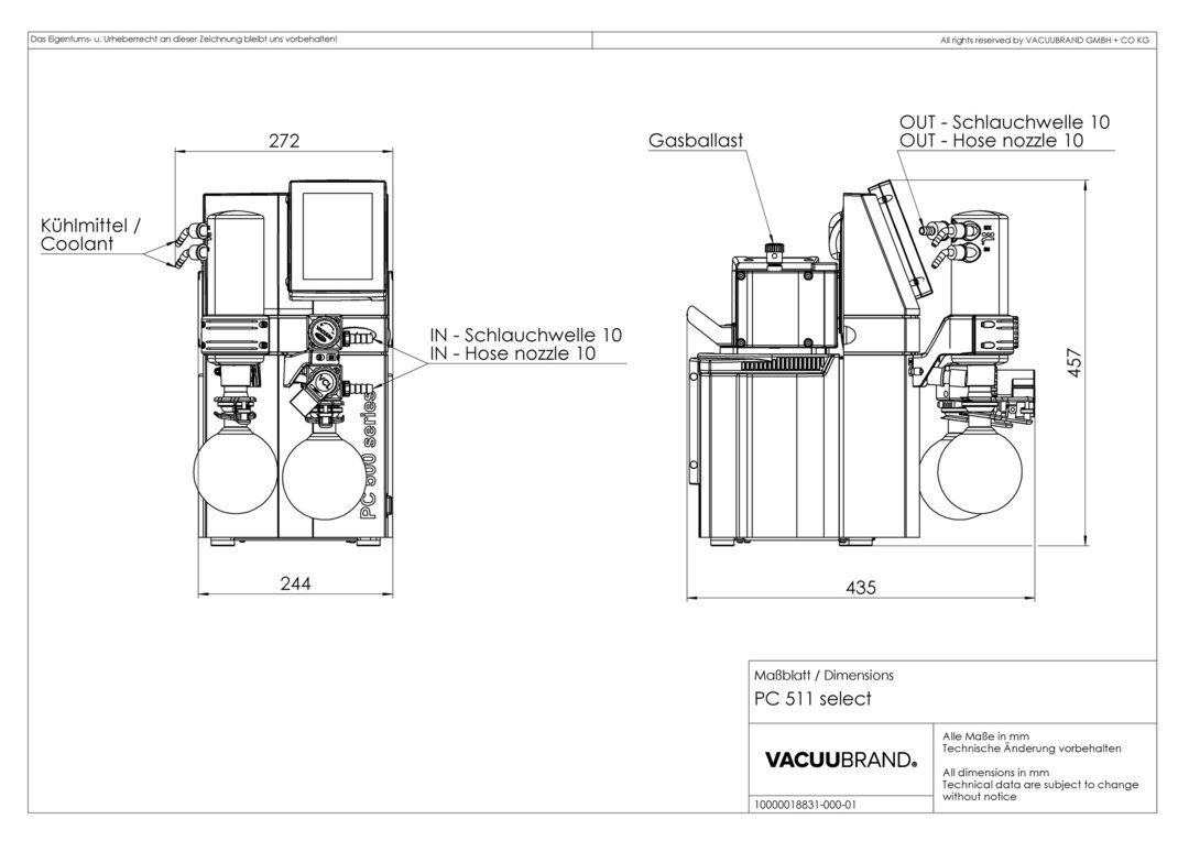 PC 511 select, CN dimensions
