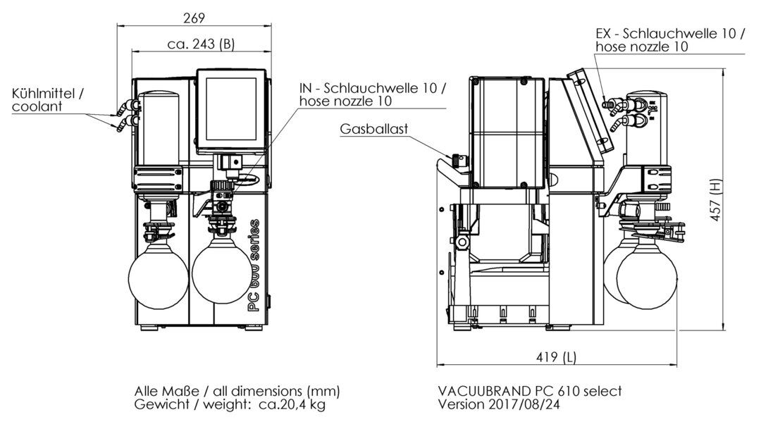 PC 610 select, CN dimensions