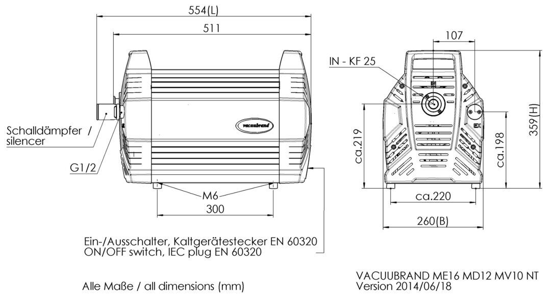 MD 12 NT, US dimensions