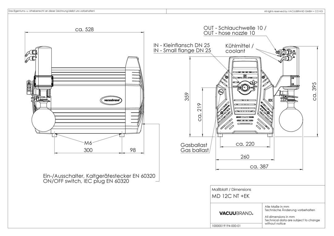 MD 12C NT +EK, US dimensions