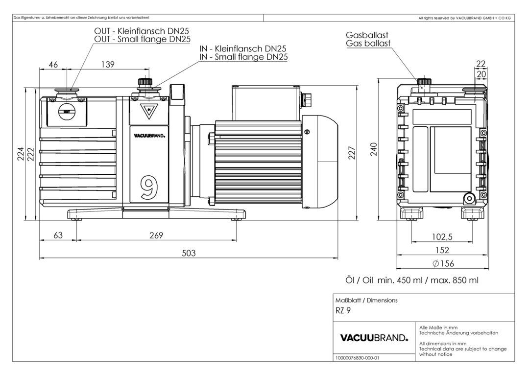 RZ 9, CH/CN dimensions